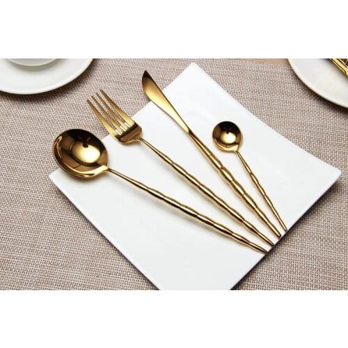4pcs/set Stainless Steel Flatware Dinnerware Set Knife Fork Tableware Mirror Polish Cutlery Kitchen Tool Birthday Gift PM 011