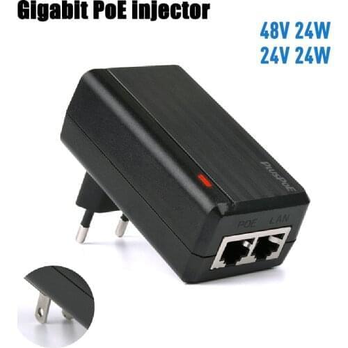 Gigabit PoE 48V 24V 24W Injector 1000Mbps 802.3af Wall Plug Power supply Adapter for Ubiquiti CCTV Security IP Camera Phone AP