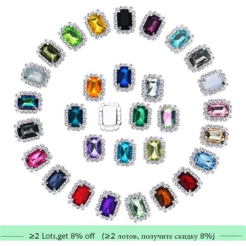 19*15mm acrylic rectangle rhinestone button flatback 10PCS/lot(BTN-5673)