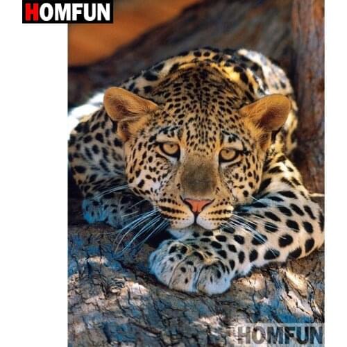 HOMFUN Full Square/Round Drill 5D DIY Diamond Painting "Animal leopard" Embroidery Cross Stitch 5D Home Decor Gift A07800