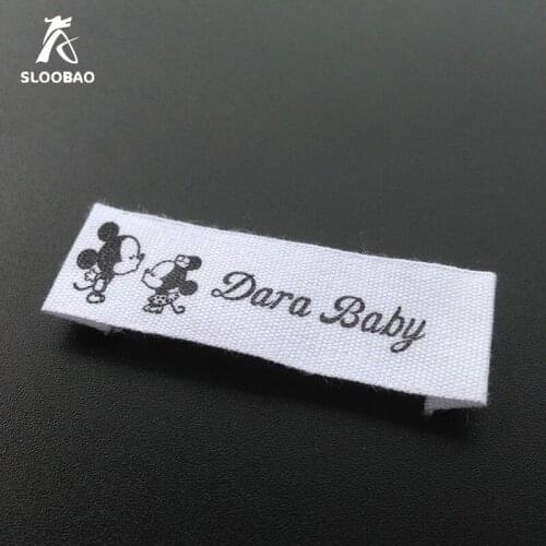 Free Shipping1000 pcs Cotton Woven Labels Fabric Printed Clothing Shoes Bags Labels Washable Garment Tags DIY Sewing Accessories