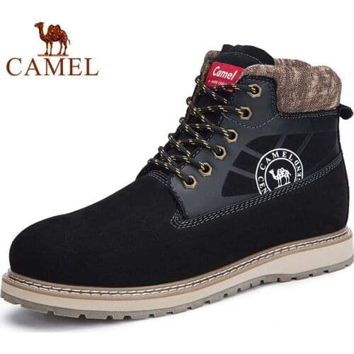 CAMEL Genuine Leather Mens Shoes Couple Models Fashion Martin Ankle Short Boots Cowhide Tooling Boots Men and Women Shoes