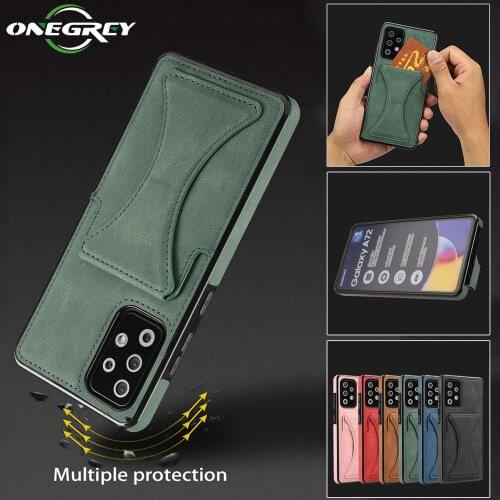 Leather A22 A82 A32 A52 A72 Case For Samsung Galaxy A12 A42 A51 A71 A21S A50 A30 S A20 Shockproof Card Holder Stand Phone Cover