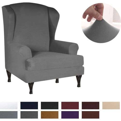 Elastic Wingback Armchair Slipcover Solid Stretch Wing Chair Covers For Living Room Spandex Funiture Protector Sofa Cover Home