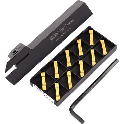 MGEHR1616-1.5/2/2.5/3/4 CNC lathe tool Grooving tools holder+10pcs MGMN MRMN MGGN Carbide alloy grooving inserts for MGEHL/MGEHR