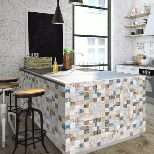 Funlife Mosaic PVC Tile wall Stickers Self-adhesive Kitchen Living Room TV Background Waterproof Mural Decal home decoration