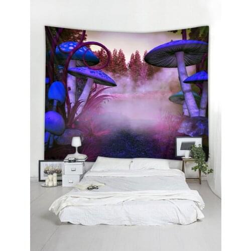 Purple mushrooms in the jungle printed tapestry scene decoration cloth factory direct sales can be customized size