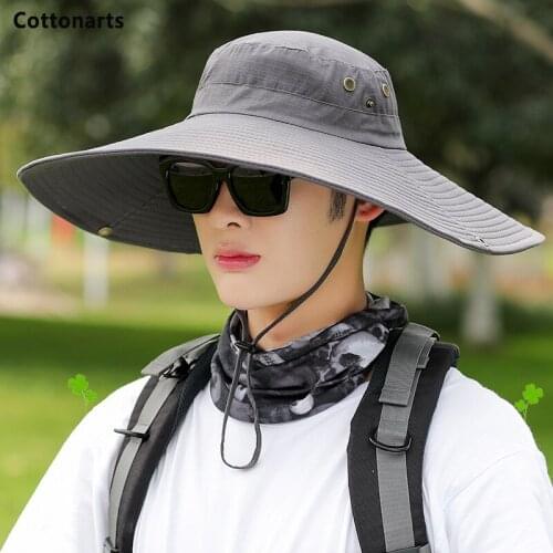 16CM Big Brim Summer Fishing Hat Fashion Solid Vent Holes Sunshade Sun Hat Mens Panama Hat Travel All-match Mountaineering Hat