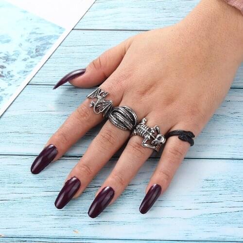 Rings 2021 Trends for Men Women Punk Goth Snake Ring Exaggerated Black Plated Gothic Adjustable Party Gift Jewelry Mujer Bijoux