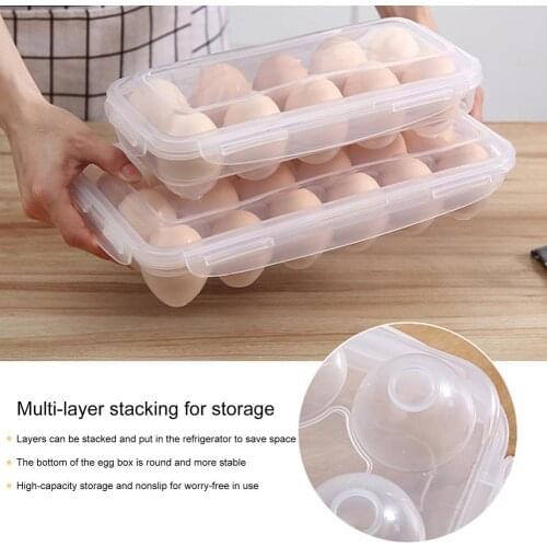 Egg Storage Box With Lid, Kitchen Refrigerator, Egg Fresh-keeping Box, Household Egg Drop Rack Holder 10 Grid 18 Grid Egg Tray