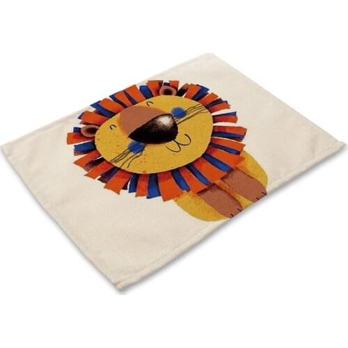 Animal Table Placemats Cotton Linen Table Mat Cartoon Animal Pattern Placemats For Children Kids Kitchen Dining Place Mats Pads