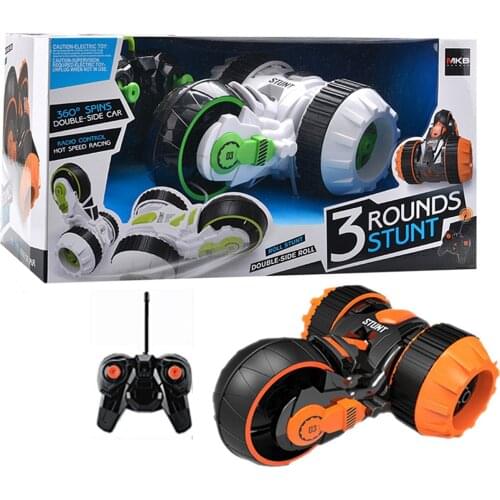 Three-Wheeled Cool Spinning Stunt RC Car Remote Control Rock Crawler Roll Flip Kids Robot Auto Cars Toy for Boys Gift 605