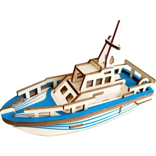 Laser Cutting 3D Wooden Puzzle Jigsaw Navigation Life Boat Model Kids Toy Early Learning DIY Assembly Wood Toys For Children