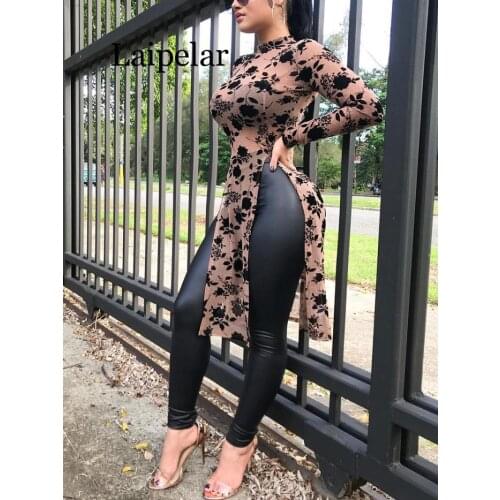 Summer Elegant Women Stylish Applique Party Shirts Female High Side Split Leisure Long Sleeve Blouse Mesh Breathable Top