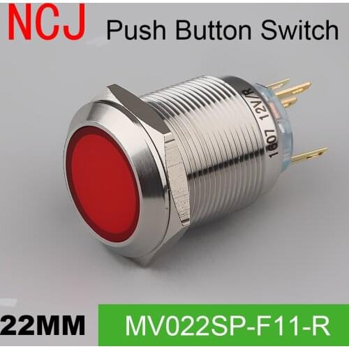 NCJ 22mm Metal Push Button Switch IP67 Maintained Alternate & Momentary push button switch with LED lamp 5A