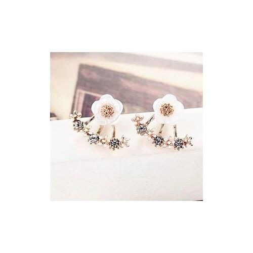 Fashionable small chrysanthemum earring jacket after hanging removable girls small fresh push-bank earrings gifts