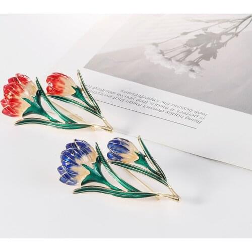 Fashion Flower Brooches Pins Rhinestone Red Plant Brooches For Women Wedding Decoration Jewelry Gifts