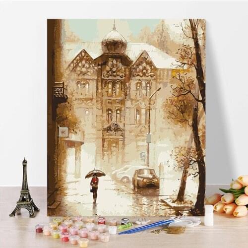 Russian Scenery Paint By Numbers Coloring Hand Painted Home Decor Kits Drawing Canvas DIY Oil Painting Pictures By Numbers
