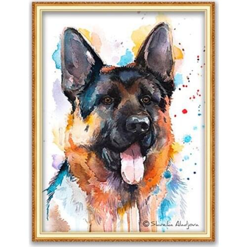 Animal German Shepherd DIY Embroidery 11CT Cross Stitch Kits Needlework Craft Set Cotton Thread Printed Canvas Home Decoration