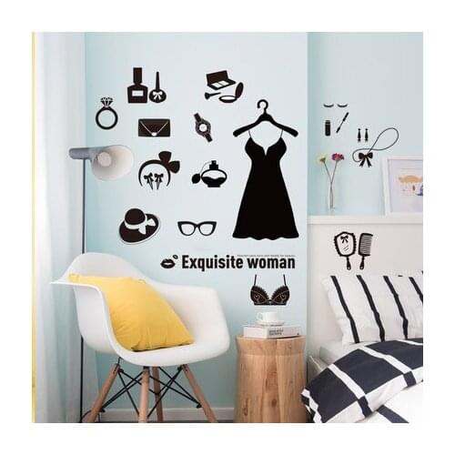 Wall Sticker Fashion Clothes And Hats Logo Girl Bedroom Wardrobe Wallpaper Painting Simple Clothing Shop Window Decoration
