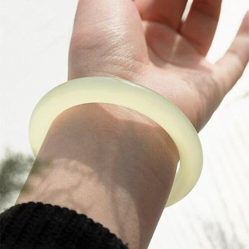 Natural Chinese Blue White Jade Hand Carved Round Bar Bracelet Fashion Boutique Jewelry Mens and Womens Blue and WhiteBracelet