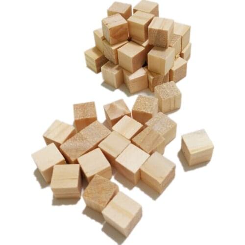 50pcs Unfinished Wooden Square Cubes DIY Puzzle Making Carving Handwork Art Crafts Projects Model Material Decorations