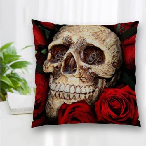 New Cushion Gothic Art Skull Pattern Cover Throw Pillow Case Cushion For Sofa/Home/Car Decor Zipper Custom PillowCase 40x40cm