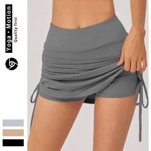2021 Summer New Outdoor Sports Yoga Short Pants Skirt Women Fashion Two Sides Drawstring Yoga Clothing Fitness Athletic Shorts