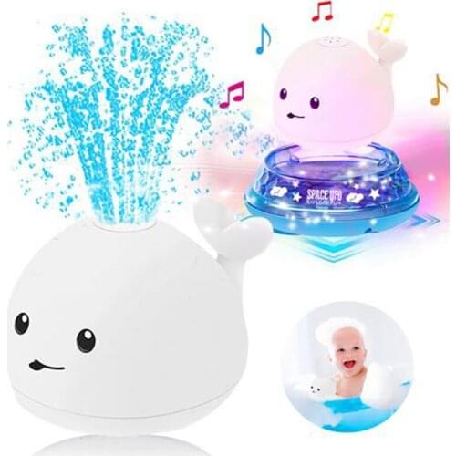 Newborn Baby Electric Induction Water Spray Ball Toys Cartoon Whale Water Spray Toy Baby Bathroom Pool Playing Water Bath Toys