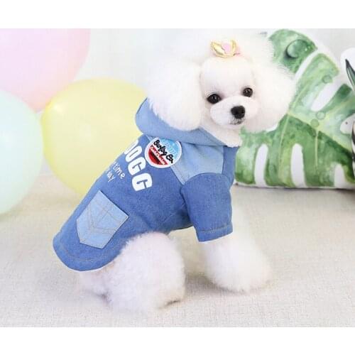 Wholesale Autumn Winter Dog Clothes For Small Dogs Boy Girl Teddy Fleece Keep Warm Jean Jacket Coat Puppy Outfit Pet Clothing