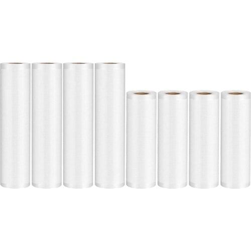 Vacuum Sealer Bags 8 Pack Food Saver Bag Rolls, 4 Roll 8x16.5 Inch and 4 Roll 11x16.5 Inch, Food Vac Bags for Storage
