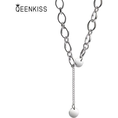 QEENKISS NC756 Fine Jewelry Wholesale Fashion Trendy Woman Birthday Wedding Gift Hip-hop Style Retro Clavicle Pendant Necklace