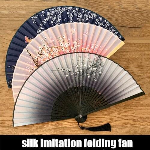 Silk Fan Chinese Japanese Style Folding Fan Home Decoration Ornaments Pattern Art Craft Gift Wedding Dance Hand Fan
