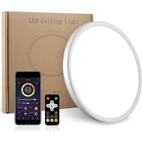 Dimmable LED Flush Mount Ceiling Lamp,Ultra Thin 12inch 28W High Bright 3100lm with Smart App Control Indoor Lightingfor Bedroom
