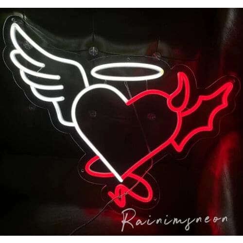 Custom Led Angel and Devil Demon Flexible Neon Light Sign Wedding Decoration Bedroom Home Wall Decor Marriage Party Illuminated
