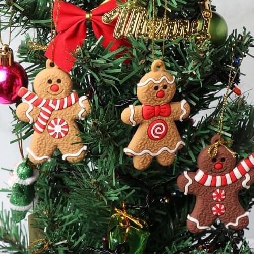 Traditional Gingerbread Man Doll Gingerman Hanging Charms Christmas Tree Ornament Holiday Decorations, Set of 12