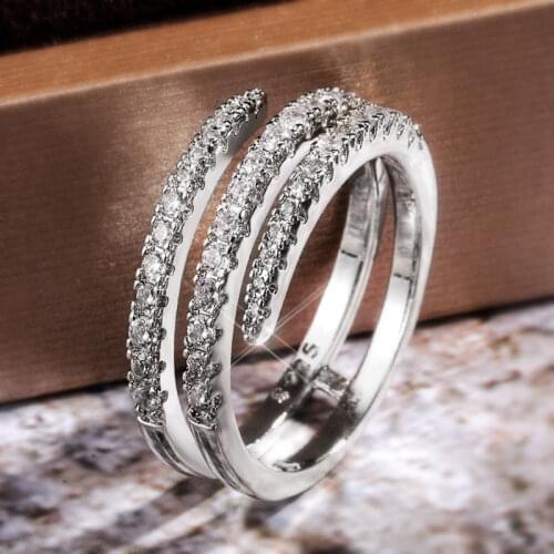 UILZ 2021 Trendy Surround Shaped Finger Rings for Women Shiny Crystal CZ Wedding Party Bridal Rings Statement Jewelry CRL1700