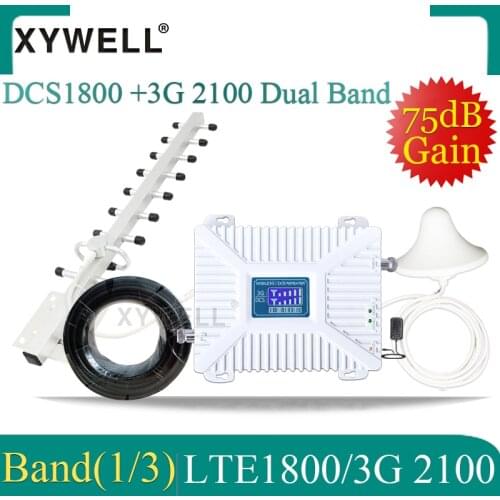 New!Dual-Band 1800 2100mhz 3G 4G Cellular amplifier DCS WCDMA LTE GSM Repeater 2G 3G 4G Mobile Signal Booster 3G 4G Yagi Antenna