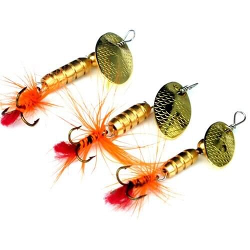 WLDSLURE 3pcs/lot Fishing Lure Golden Spinner 3g/4.5g/5.5g Metal Spinner Bait Spinnerbait For Fishing Tackle