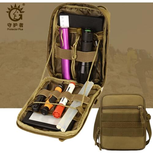 Protector Plus Nylon Tactical Pouch,Organizer EDC Waist Belt Bag Molle Military Army Sundries Bags with Shoulder Strap 6 Colors