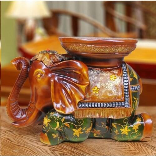 High-density green resin Lucky elephant ornaments stool European home decor furnishings resin ornaments