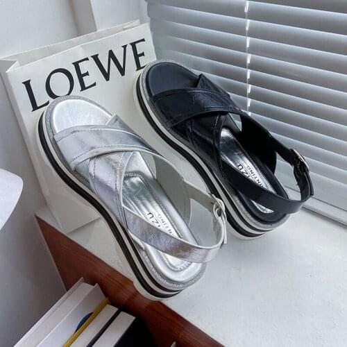 2021 Summer Strap Sandals For Women Buckle Platform Wedge Sandals Slip on Women Street Style Shoes Woman