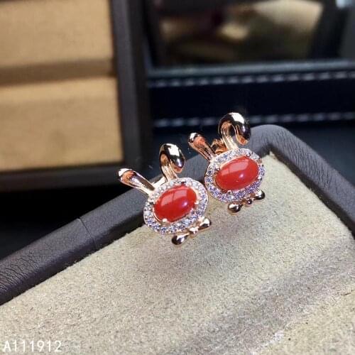 KJJEAXCMY fine jewelry natural red coral 925 sterling silver women earrings new Ear Studs support test fashion