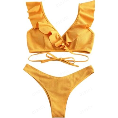 Falbala Feminine Sexy Separate Tops Bikinis Set WomenS Bathing Suits Set 2 Pieces Swimwear Clothing Summer 2021 Swimsuit New