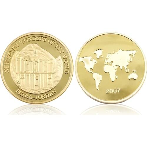 Petra In Jordan Wonders of Jordan 24k Gold Coin Challenge Gold Plated Metal Coins Birthday Gifts for Child Toy Replica Coins