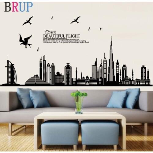 170*85cm Dubai City Building Wall Sticker for Kids Rooms High Building Decorative Vinyls for Walls Room Decoration Sticker Mural