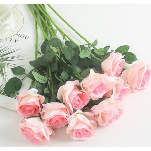 3pcs/Lot Rose Peonies Artificial Flowers Fake White Pink Silk Branch Flowers Bouquet Flowers For Wedding Party Home Table Decor