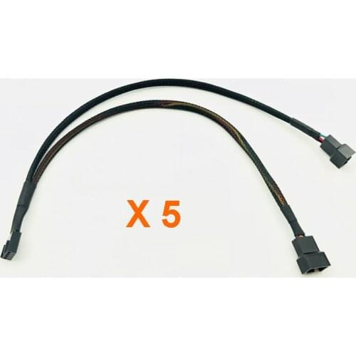 5PCS Computer PC Fan Cable 4Pin Female Y-Splitter to Dual 3/4 Pin Male Motherboard Fan Connect Splitter Power Cable Adapter 30CM