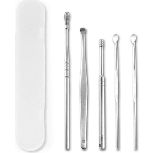 Stainless Steel 5PCS Mini Ear Pick Ear Cleaning Remover EarWax Cleaner Portable Spoon Removal Stick Ear Care Tool