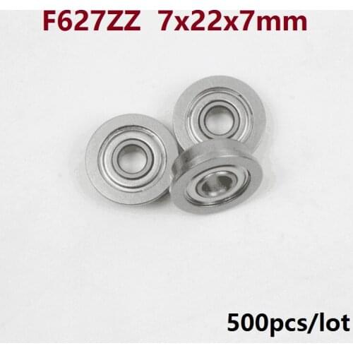500pcs/lot F627ZZ F627Z F627 Z ZZ F627-ZZ 7x22x7 mm Mini flanged deep groove Ball Bearing 7*22*7mm metal shielded